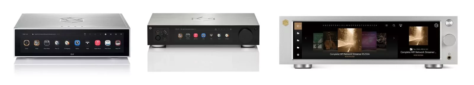 HiFi Rose RS151, RS451 and RS250A network streamers side by side